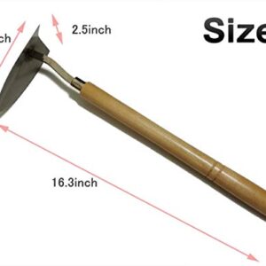 Tomerry Japanese Garden Landscaping Triangle Hoe with Stainless Steel Blade & Wood Handle