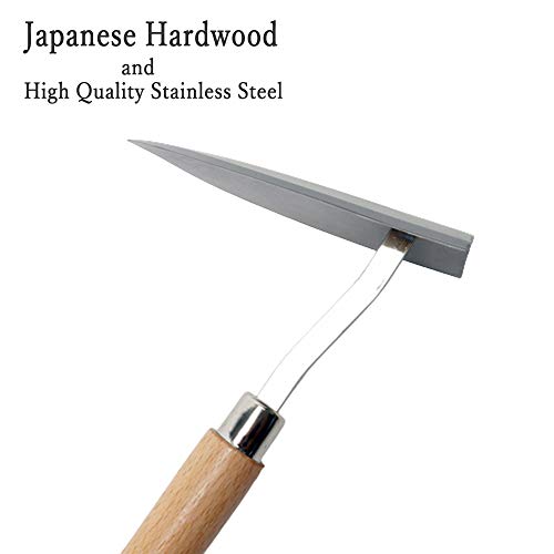 Tomerry Japanese Garden Landscaping Triangle Hoe with Stainless Steel Blade & Wood Handle