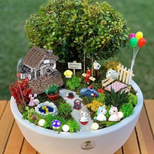 TCJJ 51 Pieces Miniature Fairy Garden Accessories, Fairy Garden Kit, Miniature Figurines Fairy Garden Supplies DIY Micro Landscape Ornaments for Garden Dollhouse Potted Plant Bonsai Terrarium Decor