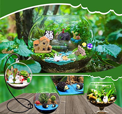 TCJJ 51 Pieces Miniature Fairy Garden Accessories, Fairy Garden Kit, Miniature Figurines Fairy Garden Supplies DIY Micro Landscape Ornaments for Garden Dollhouse Potted Plant Bonsai Terrarium Decor