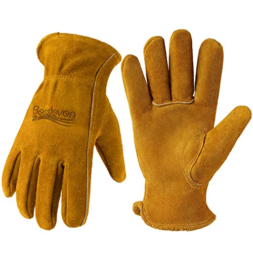 Work Gloves Leather Gardening Gloves: Men Garden Gloves with Mesh Lining Soft Thorn proof Heavy Duty for Ranch Lawn Farm Yard Trimming Pruning Roses Home Improvement Working Glove Mens Gift X Large