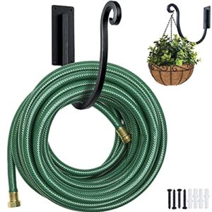 yangshuo garden hose holder – wall mount garden water hose holders for outside (2 pack/8-inch) heavy duty and durable hand-forged water hose hanger rack