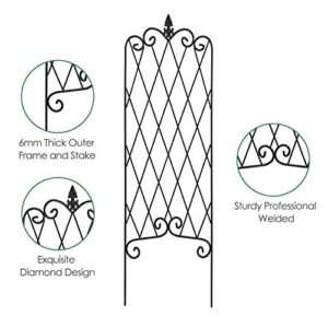 Amagabeli 2 Pack Garden Trellis for Climbing Plants 60" x 18" Rustproof Black Iron Potted Vines Vegetables Vining Flowers Patio Metal Wire Lattices Grid Panels for Ivy Roses Cucumbers Clematis GT04