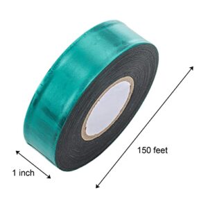 Coloch 6 Rolls Stretch Tie Tape, 150 Feet x 1" W Green Garden Tape, Thick Vinyl Stake Plant Ribbon for Branches, Climbing Planters, Flowers, Patio, Greenhouse