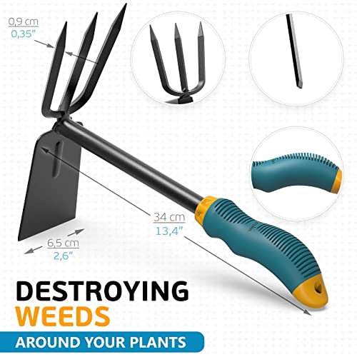 Gardening Tools Set from Alloy Steel - Heavy Duty Garden Tool Set with Light & Rubber Non-Slip Handle - Gardening Tool Kit - Ergonomic Garden Hand Tools - Gardening Gifts for Men and Women