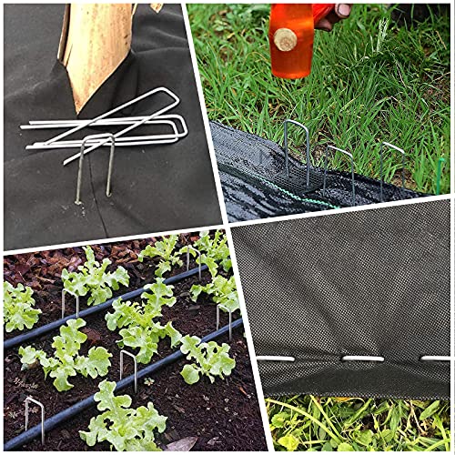 Landscape Staples Zevlux Garden Staples 6 Inch 100Pcs Galvanized Heavy-Duty Sod Pins Anti-Rust Fence Stakes for Weed Barrier Fabric, Ground Cover, Irrigation Tubing, 11 Gauge, 100 Pcs