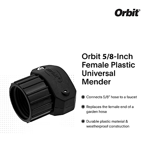 Orbit ⅝-Inch Female Plastic Universal Mender - High-Quality Garden Hose Connector & Hose Repair