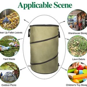 Collapsible Lawn and Leaf Bag Pop-Up Trash Can/Recycle Bin Leaf Waste Bag Outdoor Leaf Bin, 30 Gallon Collapsible Garden Bag for Lawn Yard Garden Camping with Handle(2 Pack)