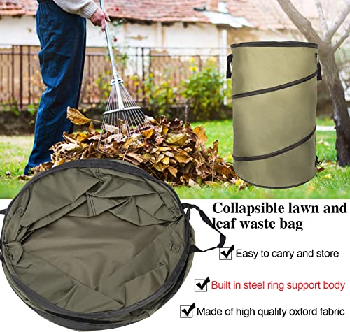 Collapsible Lawn and Leaf Bag Pop-Up Trash Can/Recycle Bin Leaf Waste Bag Outdoor Leaf Bin, 30 Gallon Collapsible Garden Bag for Lawn Yard Garden Camping with Handle(2 Pack)