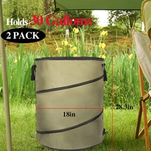 Collapsible Lawn and Leaf Bag Pop-Up Trash Can/Recycle Bin Leaf Waste Bag Outdoor Leaf Bin, 30 Gallon Collapsible Garden Bag for Lawn Yard Garden Camping with Handle(2 Pack)