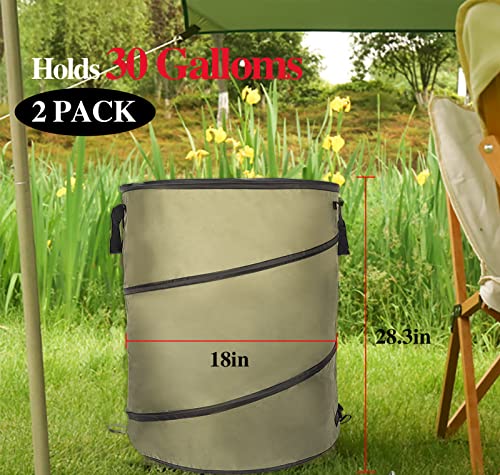 Collapsible Lawn and Leaf Bag Pop-Up Trash Can/Recycle Bin Leaf Waste Bag Outdoor Leaf Bin, 30 Gallon Collapsible Garden Bag for Lawn Yard Garden Camping with Handle(2 Pack)