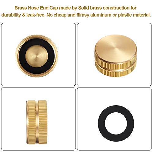 10 Pieces 3/4 Inch Brass Hose Cap Hose End Cap Spigot Cap Garden Hose Female End Cap with 20 Pieces 3/4 Inch Washers for Home Garden Hose