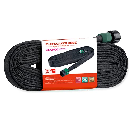 LINCHOC HOME Flat Soaker Hose for Garden beds,1/2" x 25 ft Heavy Duty Double Layer Drip Weeper Hoses