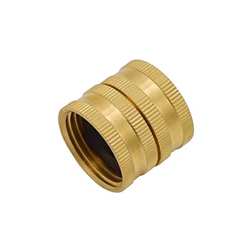 HYDRO MASTER Brass Garden Hose Adapter Double Female Quick Connector 3/4 Inch Solid Brass 2 Pack