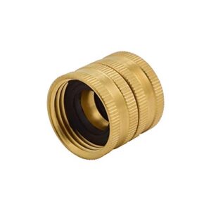 HYDRO MASTER Brass Garden Hose Adapter Double Female Quick Connector 3/4 Inch Solid Brass 2 Pack