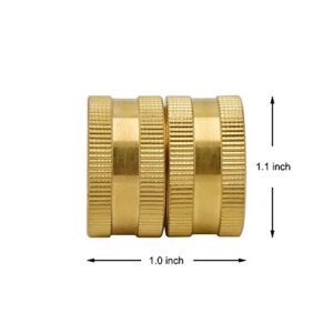 HYDRO MASTER Brass Garden Hose Adapter Double Female Quick Connector 3/4 Inch Solid Brass 2 Pack