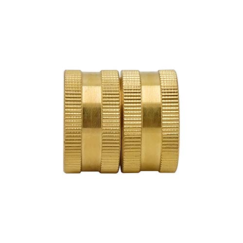 HYDRO MASTER Brass Garden Hose Adapter Double Female Quick Connector 3/4 Inch Solid Brass 2 Pack