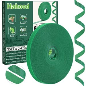 hahood plant ties reusable garden tape adjustable plant support for effective growing nylon plant tie strap for flowers, tomato, vines, tree (75 feet x 0.47 inches, green)