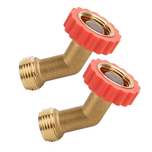 Watflow 45 Degree Lead-Free Brass Hose Saver, Hose Protector, Garden Hose Connector,45 Degree Hose Fitting, Water Hose Saver, 2 Pcs