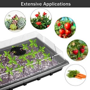 Hahood 6 Pack Seed Starter Tray Kit with 120 Square Peat Pots for Seedlings, Including Plants Labels, Planting Tools, Growing Trays Plastic Germination Tray Paper Starter Pods for Plant Seeds, Black