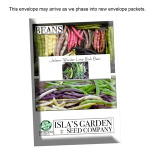 Jackson Wonder Lima Bush Bean Seeds for Planting, 50+ Heirloom Seeds Per Packet, (Isla's Garden Seeds), Non GMO Seeds, Botanical Name: Phaseolus lunatus, Great Home Garden Gift