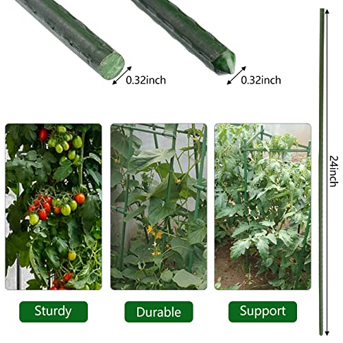 Garden Plant Stakes 24 Inch 2Ft Steel Plant Stick Support, Tomato Stakes for Growing Climbing Plants, Pack of 25