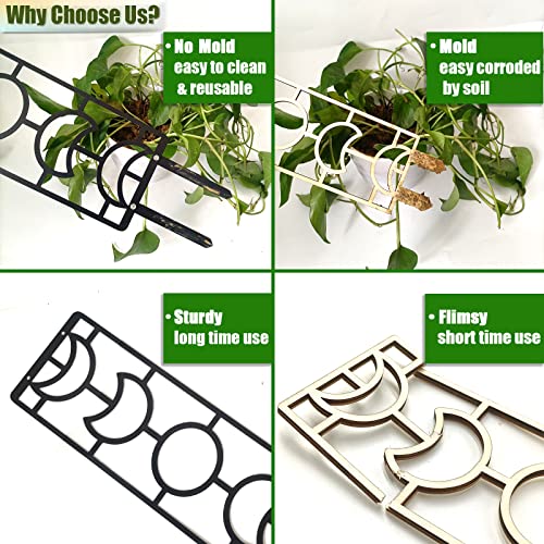 2 Pack Metal Plant Trellis for Climbing Plants, 19 Inch Garden Plant Pot Trellis for Indoor Houseplants, Moon Phase Trellis for Potted Plants Vines, Pothos, Monstera (Black)