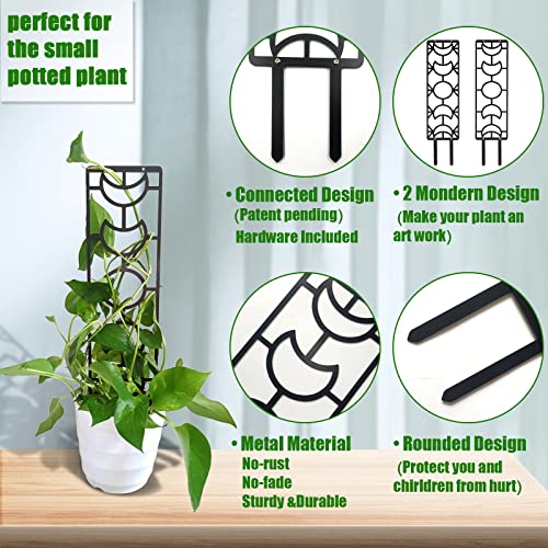 2 Pack Metal Plant Trellis for Climbing Plants, 19 Inch Garden Plant Pot Trellis for Indoor Houseplants, Moon Phase Trellis for Potted Plants Vines, Pothos, Monstera (Black)