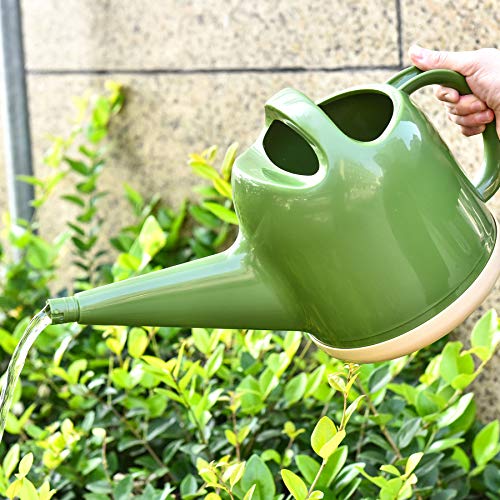 NOBONDO Watering Can 1 Gallon with Sprinkler Head, Plant Watering Can Long Stem Spout for House Indoor Plant Outdoor Flower Decorative Modern Garden Pot (4L, Green)