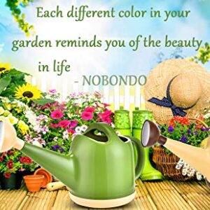 NOBONDO Watering Can 1 Gallon with Sprinkler Head, Plant Watering Can Long Stem Spout for House Indoor Plant Outdoor Flower Decorative Modern Garden Pot (4L, Green)