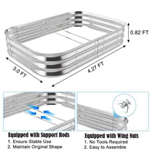 CODACE Raised Garden Bed Kit, 2Pcs Galvanized Raised Garden Beds Outdoor for Gardening, Metal Raised Planter Box for Vegetables Flowers Herb Fruits, Garden Planters with Ventilation Holes (4.27x3ft)