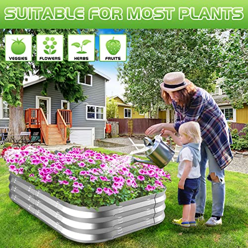 CODACE Raised Garden Bed Kit, 2Pcs Galvanized Raised Garden Beds Outdoor for Gardening, Metal Raised Planter Box for Vegetables Flowers Herb Fruits, Garden Planters with Ventilation Holes (4.27x3ft)