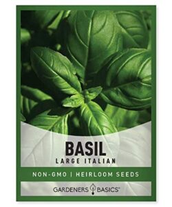 basil seeds for planting (large leaf) heirloom non-gmo herb plant seeds for home herb garden indoors, outdoors, and hydroponics by gardeners basics