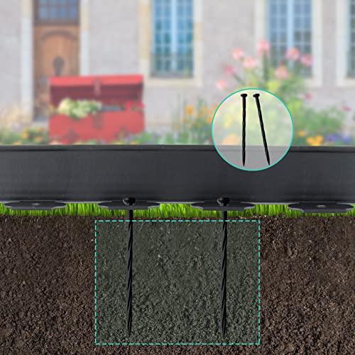 Citrine Garden Landscape Edging Kit, Include 20ft Length Black No Digging Garden Edging Coil, 20 Durable Spiral Spikes,Free Garden Pruning Scissors