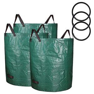 sarhlio 3 pack 72 gallons reusable garden waste bags heavy duty yard waste bag with 4 handles, large capacity reusable garden leaf bag for lawn, leaf, toys, fruits, vegetables(gwb01)