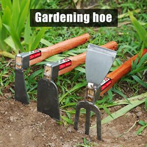 MOONTERGEER Hoe Garden Tools Cultivator Hand Digger Tiller Short Handle for Gardening loosening Soil Weeding Digging 15 in