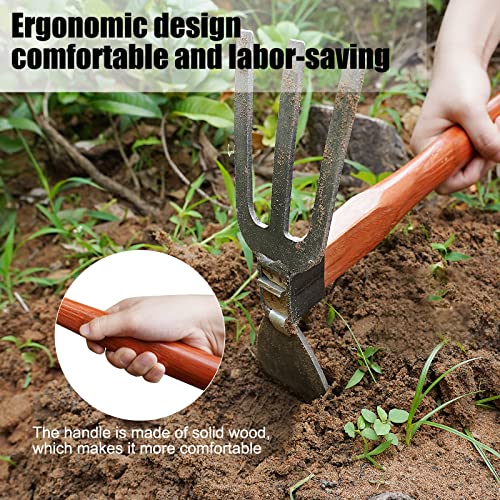 MOONTERGEER Hoe Garden Tools Cultivator Hand Digger Tiller Short Handle for Gardening loosening Soil Weeding Digging 15 in