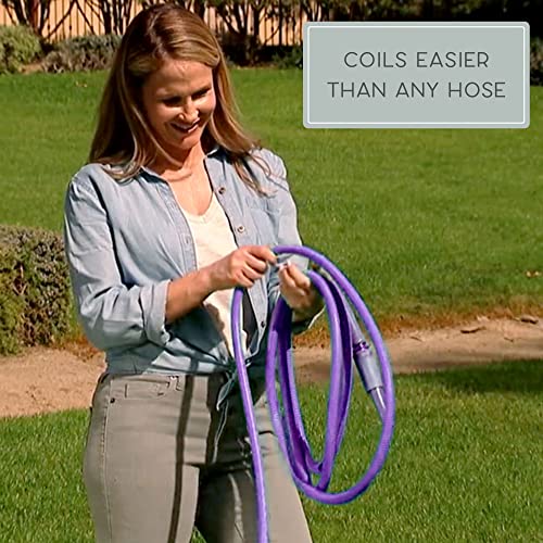 Bernini Chroma Metal Garden Hose 50 Ft Super Flexible Garden Hose, Lightweight No Kink Puncture Resistant Brightly Colored 304 Stainless Steel Hose With Patented Power Couplers (Purple)