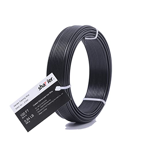 shayier Black Plastic Coated Garden Training Wire Plant Twist Tie (2 mm, Black)