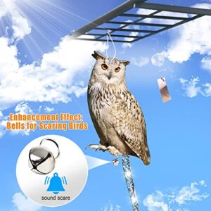 kungfu Mall Owl to Keep Birds Away, 3 Pack Bird Scare Owl Fake Owl, Reflective Hanging Bird Decoration, Effective Bird Control Device to Keep Birds Pigeon Woodpecker Away from Patio Garden