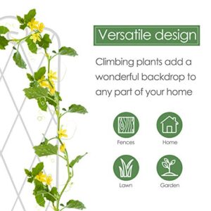 Amagabeli 2 Pack Garden Trellis for Climbing Plants 60" x 18" Rustproof Iron Potted Vines Vegetables Vining Flowers Patio Metal Wire Lattices Grid Panels for Ivy Roses Cucumbers Clematis White
