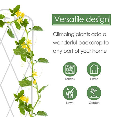 Amagabeli 2 Pack Garden Trellis for Climbing Plants 60" x 18" Rustproof Iron Potted Vines Vegetables Vining Flowers Patio Metal Wire Lattices Grid Panels for Ivy Roses Cucumbers Clematis White