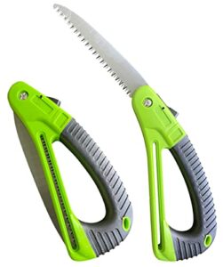 garden guru folding pruner saw with ergonomic handle & safety lock – non slip – rust resistant hardened steel – professional grade sawtooth blade – for pruning trimming camping clearing