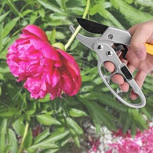 MUSTKING garden clippers, work 3 times easier, ratchet pruning shears,for trimming rose, floral, tree, live plants, arthritis weak hand snips