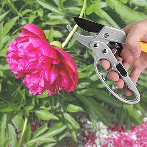 MUSTKING garden clippers, work 3 times easier, ratchet pruning shears,for trimming rose, floral, tree, live plants, arthritis weak hand snips