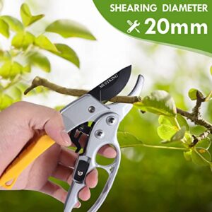 MUSTKING garden clippers, work 3 times easier, ratchet pruning shears,for trimming rose, floral, tree, live plants, arthritis weak hand snips