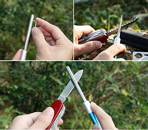 CIELCERA 12" Hori Hori Garden Knife (Right Serrated Blade) with Free Diamond Sharpening Rod, Ideal Gardening Digging Landscaping Weeding Tool, with Thick Sheath and a Fine Gift Box