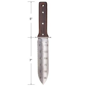 CIELCERA 12" Hori Hori Garden Knife (Right Serrated Blade) with Free Diamond Sharpening Rod, Ideal Gardening Digging Landscaping Weeding Tool, with Thick Sheath and a Fine Gift Box