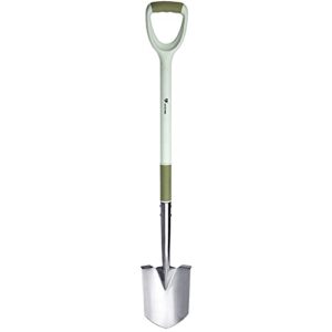 worth garden shovels for digging, 42″ short garden spade shovel round point for gardening & planting, stainless steel square border spade heavy duty with plastic-coated steel handle