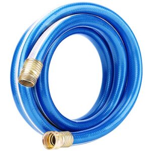 solution4patio short garden hose 5/8 in. x 4 ft. blue lead-in hose male/female commercial brass coupling fittings for water softener, dehumidifier, rv filter and camp water tank